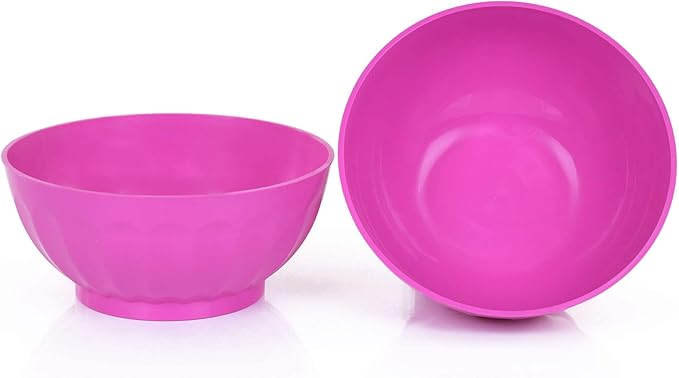 Mintra Unbreakable Plastic Bowl, PURPLE 4pk - Large, 1.8L, 60oz, 7.75inW x 3.25inH - (Part Of A Set) - Salad, Snacks, Breakfast Cereal, Fruit, Popcorn, Soup, Colorful, Shatterproof, BPA Free