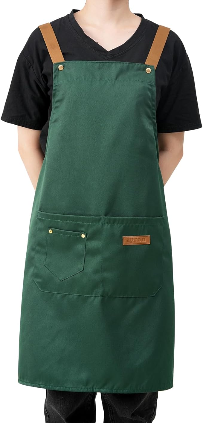 DILLMAN Art Aprons for Men Women Painting Pottery Baking, H Back Straps Waterdrop Kitchen Chef Cooking Apron with Pockets