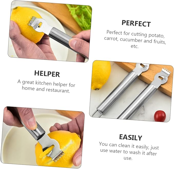 Unomor 3pcs Stainless Steel Lemon Peeler and Zester Multifunctional Citrus Grater for Fruits Cheese and Vegetables Portable Kitchen Gadget for Easy Food Preparation