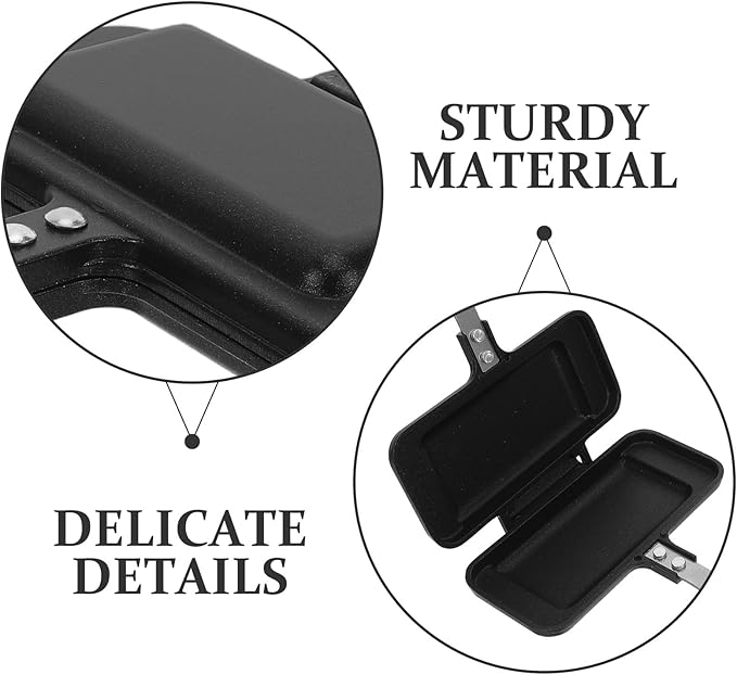 Sandwich Maker With Long Handle: Non-Stick Grilled Pan - Stovetop Aluminum Alloy Flip Frying Pan For Toasted Bread Home Kitchen Breakfast Camping