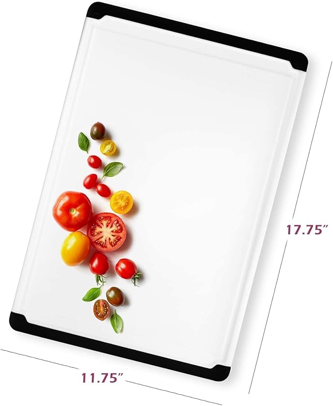 Extra-Large Cutting Board for Kitchen, 18” Reversible Cutting Board with Juice Groove, Dishwasher Safe Plastic Chopping Board Non-Slip Grip for Meal Prep, Meat, Vegetables, and Everyday Cooking