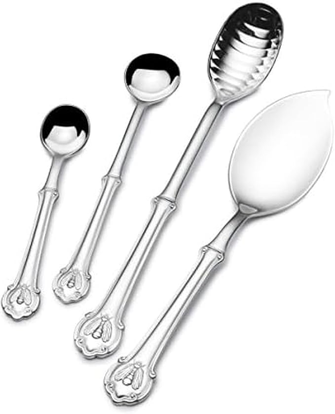 Wallace Napoleon Bee 4-Piece 18/10 Stainless Steel Assorted Spoon Set
