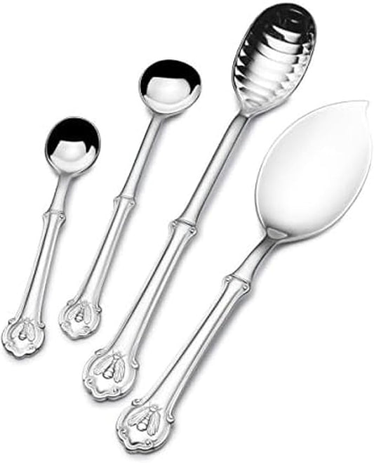 Wallace Napoleon Bee 4-Piece 18/10 Stainless Steel Assorted Spoon Set