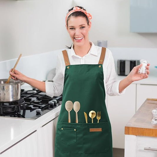 DILLMAN Art Aprons for Men Women Painting Pottery Baking, H Back Straps Waterdrop Kitchen Chef Cooking Apron with Pockets