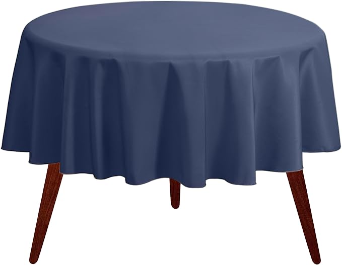 Gee Di Moda Round Tablecloth - 90 Inch Navy Blue Round Table Cloth for 30 to 60 Inch Round Tables - Heavy Duty Washable Fabric - for Buffet Table, Holiday Party, Dinner, Wedding & Baby Shower