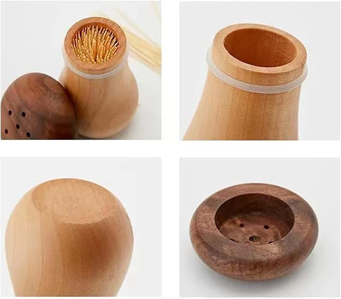 Toothpick Holder, Cute Mushroom Toothpick Dispenser,Wooden Toothpick Container for Kitchen Home Restaurant Dining Room Birthday Hostess Thanksgiving Christmas Gift for Friend Family Wood Decoration