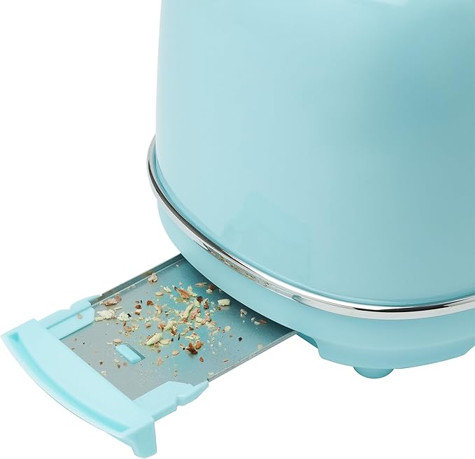 Haden Heritage 2 Slice Wide Slot Stainless Steel Toaster with Adjustable Browning Control & Non-Slip Feet, Turquoise & Chrome