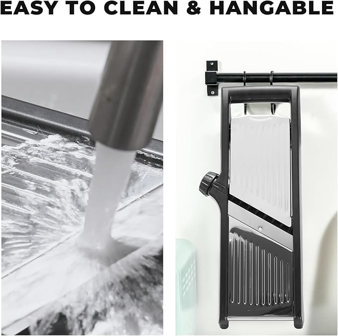 Adjustable Mandoline Slicer for Kitchen - Stainless Steel Vegetable Slicer Julienne Cutter with Ultra Sharp Blades 5-in-1 Vegetable Shredder for Onion, Potato Chip, French Fry