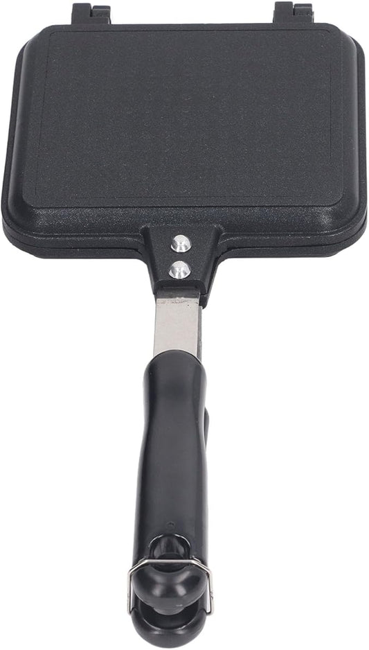 Double Sided Breakfast Sandwich Maker,Anti Stick Sandwich Maker Press Flip Pan,Aluminium Alloy Grilled Cheese Maker,Waffle Pan,Panini Maker Pan,Pie Irons for Camping