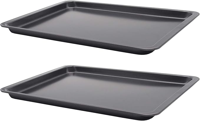 HYTK 2PCS Cookie Sheet 10x14.5 Inch (Inner 9x13) Baking Sheet Nonstick Heavy Carbon Steel Baking Pans Bakeware
