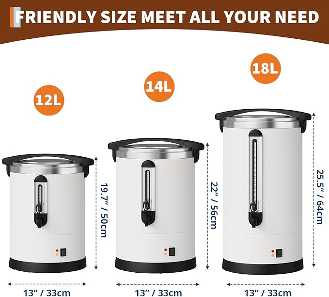 120 Cup Coffee Urn, 18L/4.8 Gal Stainless Steel Commercial Coffee Maker, Double Wall Hot Beverage Dispenser with Auto Temp Control Faucet for Buffet, Catering, Wedding, Events, White