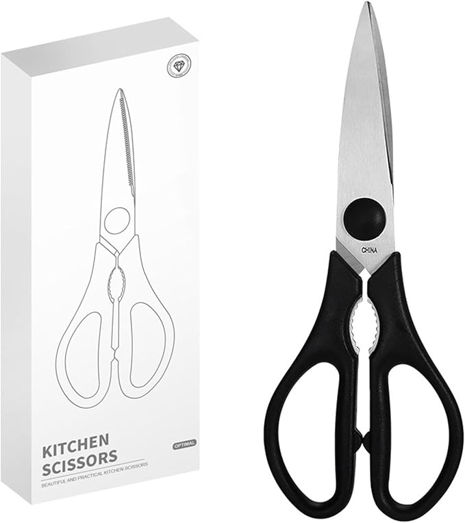 Black Kitchen Scissors, Rkqoa Kitchen Shears Set Heavy Duty Cooking Scissor, Dishwasher Safe & Stainless Steel Sharp Utility Scissors for Cooking, Camping, Everyday use