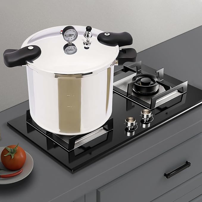 Pressure Cooker, Large Pressure Canner, Pressure Gauge & Pressure Regulator,Anti-scald Handle and Silicone Ring,Suitable for Canning, Steaming, and Stewing - Aluminium,Large Capacity,23 Quart