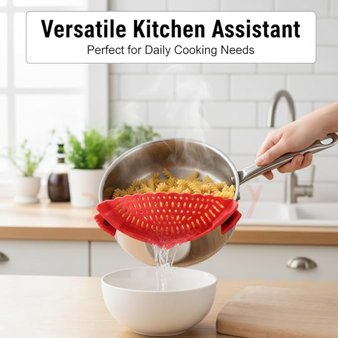 Imaginovelty Silicone Clip On Pot & Pan Strainer for Kitchen | Colander, Pasta, Noodle & Spaghetti Food Strainers & Drainers colanders