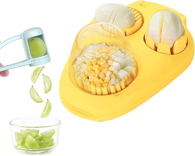 Egg Slicer and Grape Slicer for Fruit Salad, 4 Slicing Modes Slicer, Stainless Steel, Easy Tomato and Grape Slicing, for Grape, Egg, Strawberry,Cherry,Tomato,Send Goods From Local Warehouse