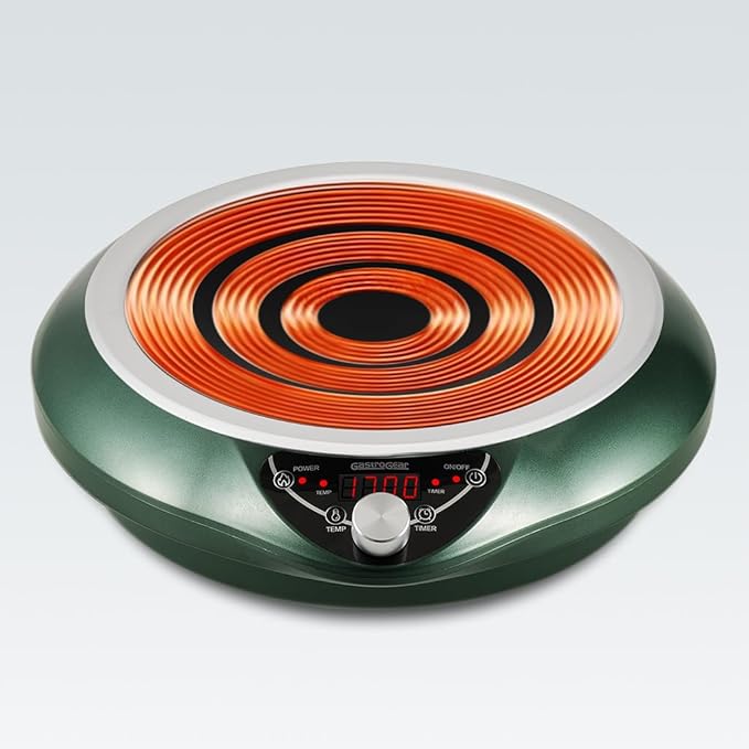 GastroGear Induction Wok Pan Cooktop 1700W (85V~175V) 16 Levels Temperature & Power Control Induction Wok Burner with 18 Hours Timer, Auto-off, Fast & Even Heating Concave Electric Stove (Green)