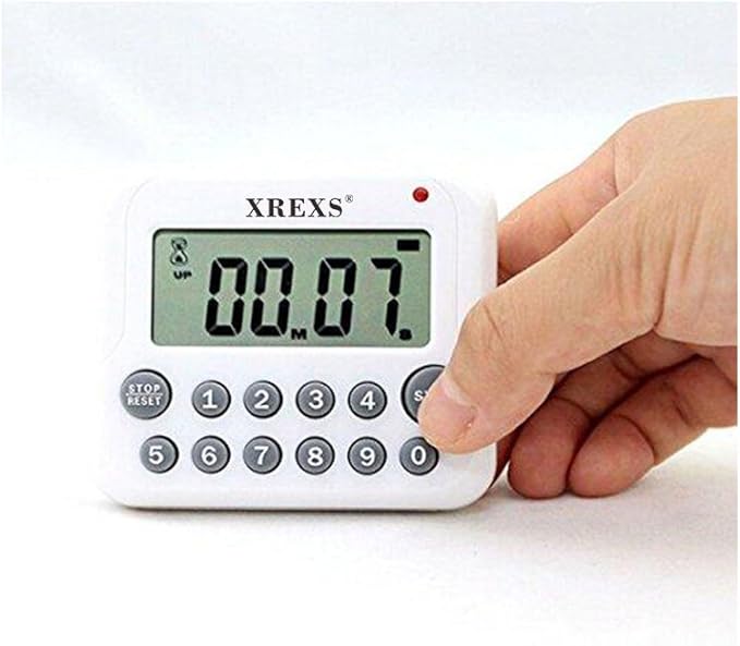 XREXS Digital Kitchen Timer Magnetic Countdown Up Cooking Timer Clock with Magnet Back and Clip, Loud Alarm, Large Display Minutes and Seconds Directly Input-White (2 Pcs, Battery Included) PS-367