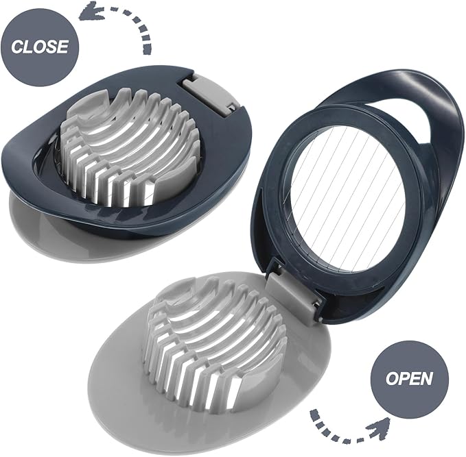 KESYOO Multipurpose Egg Slicer and Hard Boiled Egg Cutter with Dark Blue Handle and Mushroom Cutter for Kitchen Use Suitable for Strawberries and Soft Fruits