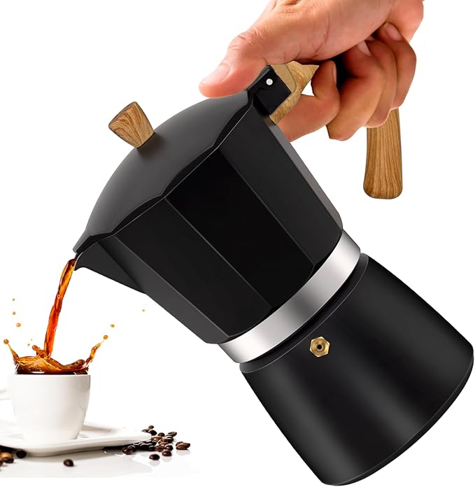 Vaolvpant 9 Cup Aluminum Moka Pot Classic Stovetop Espresso Coffee Maker 450ml 15oz Coffeemaker Percolator Mocha Pot Greca Coffee Maker Cafe Makers for Italian and Cuban Café Brewing Black