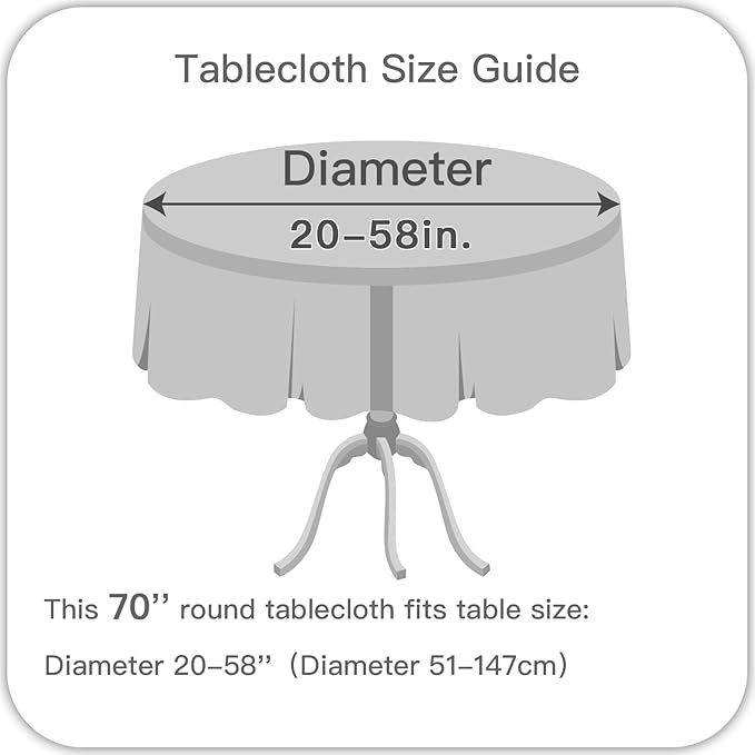 maxmill Round Textured Tablecloth Spill-Proof Wrinkle Free Soft Jacquard Table Cloth for Circular Table Cover, for Dining Room Buffet Banquet Parties Holiday Dinner, 70 Inch, Sage Green