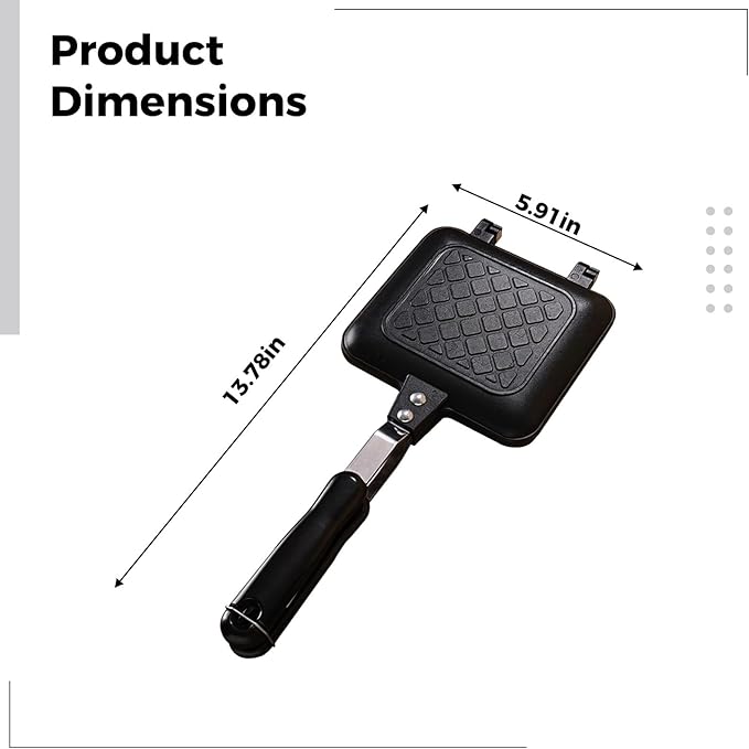Double-Sided Grill Sandwich Maker, Nonstick Toastie Pan, Stovetop, 13.8X5.9 In