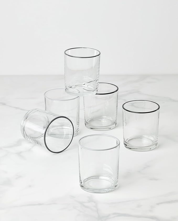 Onedia Glassware, 24 Sever Pumice Medium Tumbler, Set of 6, 13.5-Ounce Capacity, Made From Glass, Dishwasher Safe Tumbler, Drinking Glasses Set, Home and Kitchen, Clear Glasses (Pumice, 6 Piece)