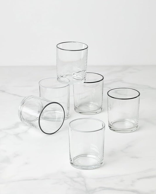 Onedia Glassware, 24 Sever Pumice Medium Tumbler, Set of 6, 13.5-Ounce Capacity, Made From Glass, Dishwasher Safe Tumbler, Drinking Glasses Set, Home and Kitchen, Clear Glasses (Pumice, 6 Piece)
