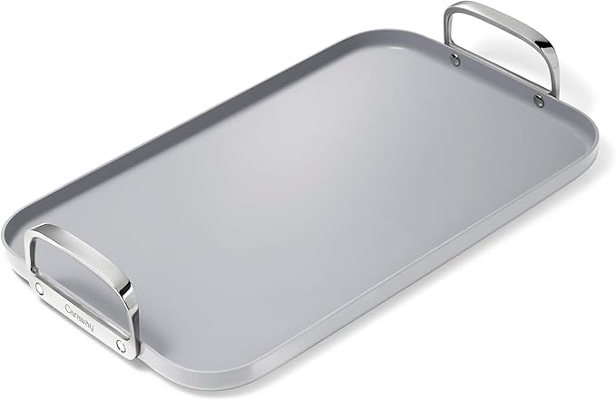 Caraway Double Burner Griddle - 19x12” Griddle Pan - Non-Stick Ceramic Coated - Non Toxic, PTFE & PFOA Free - Oven Safe & Compatible with All Stovetops - Gray
