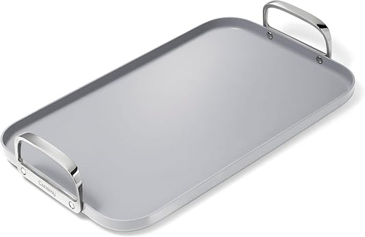 Caraway Double Burner Griddle - 19x12” Griddle Pan - Non-Stick Ceramic Coated - Non Toxic, PTFE & PFOA Free - Oven Safe & Compatible with All Stovetops - Gray