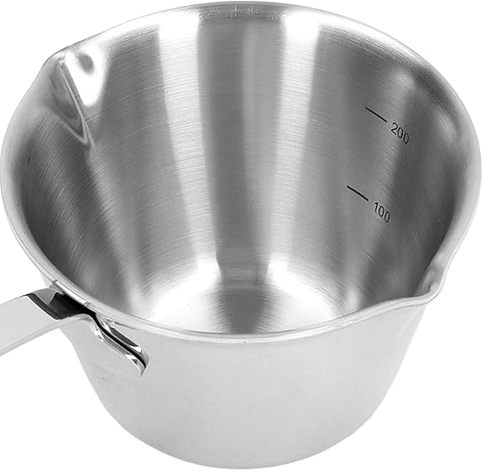 Jonlaki 304 Stainless Steel Milk Warmer Pot with Fast Heating, 2 Pour Spouts, Ideal for Melting, Chocolate, and Heating Sauces 200ML (200ML)