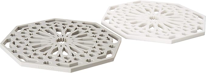 Mintrico Silicone Trivet Mat Pad for Hot Dishes Set of Two (White & Grey Octagon)…