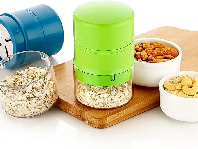 HARMONY Dry Fruit Cutter, Slicer, Grinder, Chocolate Cutter And Butter Slicer With 3 In 1 Blade For Almonds, Cashews Etc. (Stainless Steel, Plastic)