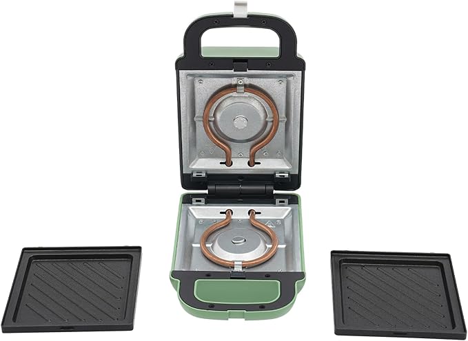 Sandwich Maker,Personal Breakfast Machine,Portable Sandwich Maker,Pizza Pockets,Electric Contact Grill Single for Making Sandwiches,Eggs,Bacon (Green)