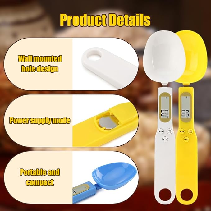 Electronic Measuring Spoon, 2026 New Kitchen Food Digital Measuring Scoop, Pet Food Measuring Scoop Electronic with LED Display for Dispensing Food, Kitchen and Dog Cat Food (3pcs)