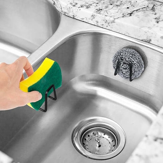 ESINAM 2Pcs Sponge Holders for Kitchen Sink, Strong Adhesive Small Sponge Holder, Premium Rustproof & Waterproof - Minimal Size - SUS304 Stainless Steel