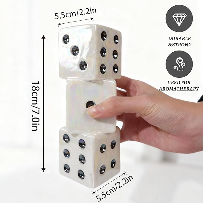 Modern Ceramic Dice Vase - Small Unique Decorative Vase for Dried Flowers, Roses and Pampas Grass | Ideal Centerpiece for Living Room, Coffee Table - Single Stem Bud Vase Gift for Home Decor