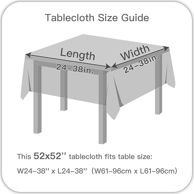 maxmill Jacquard Square Tablecloth Stain Resistant Waterproof Wrinkle Resistant Washable Soft Table Cloth, Decorative Fabric Table Cover for Dining Room, Indoor and Outdoor Use, 52 x 52 Inch, Rust