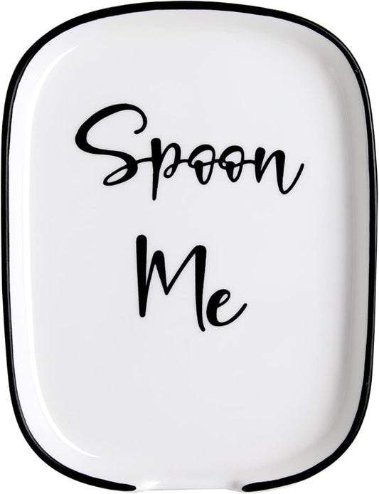 Ceramic Spoon Rest for Stove Top, Large Spoon Holder for Kitchen Counter, White Coffee Spoon Rest, Heat-Resistant Cooking Utensil Rest, Modern Farmhouse Kitchen Décor
