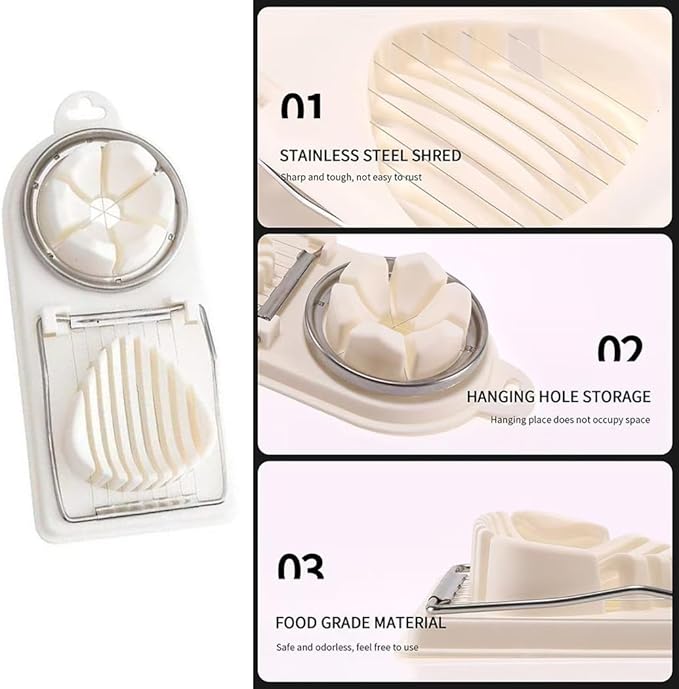 Egg Slicer for Hard Boiled Eggs Egg Cutter Strawberry Slicer Heavy Duty Tomato Slicer Stainless Steel Wire Multipurpose Egg Slicer Dicer for Soft Fruit Mushroom Home Use