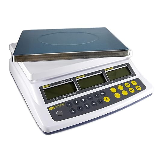 Aquos Price Computing Scale – CK Series Class III NTEP Legal for Trade | Commercial Food Scale with Rechargeable Battery | Digital Kitchen Scale with Stainless Steel Platter & LCD Display (60 lbs)