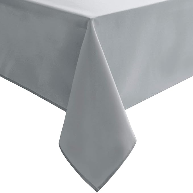 Hiasan Silver Grey Rectangle Tablecloth - Waterproof and Spillproof Washable Fabric Table Cloth for Dining Room Kitchen Party and Outdoor, 90 x 132 Inch