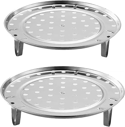 2 Pcs Stainless Steel Steamer Rack with Removable Legs, Multifunction Steam Basket for Steamer Pot, Instant Pressure Cooker (7.08 inch, 8.66 inch)