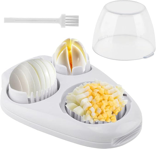 3 In 1 Egg Slicer for Hard Boiled Eggs, 3 Slice Modes Stainless Steel Egg Cutter, Eggs Dicer Kitchen Chopper Tool for Eggs, Butter, Strawberry, Tomato, Mushroom, and Grape, Dishwasher Safe