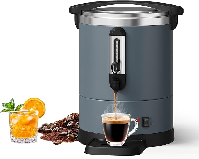 Garvee 12 L/80 Cups Coffee Urn-3.2 gal Double Wall Commerical Coffee Maker for Buffet Catering Wedding Gathering,Large Capacity Hot Coffee Dispenser,Stainless Steel Hot Water Urn-Grey