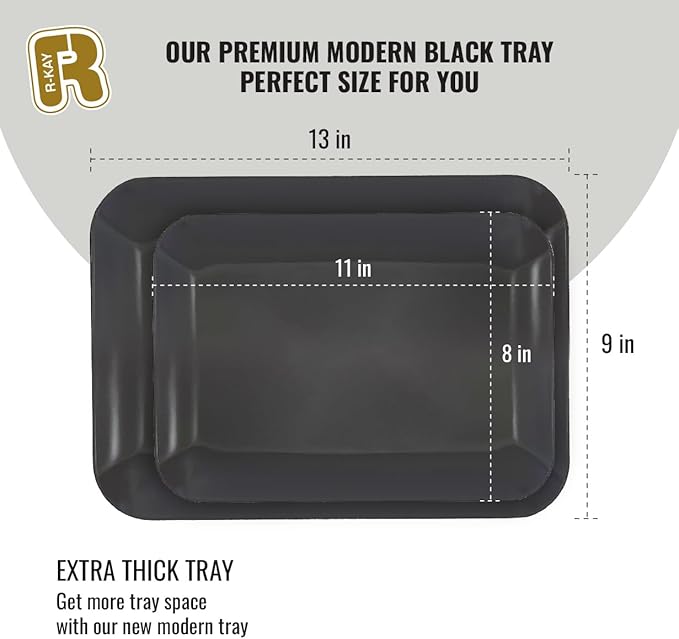 3 Pack Black Plastic Serving Trays for Party - Black Serving Tray 8 x 11 Inch - Heavy Duty Dessert Trays for Food - Rectangular Party Serving Trays for Entertaining
