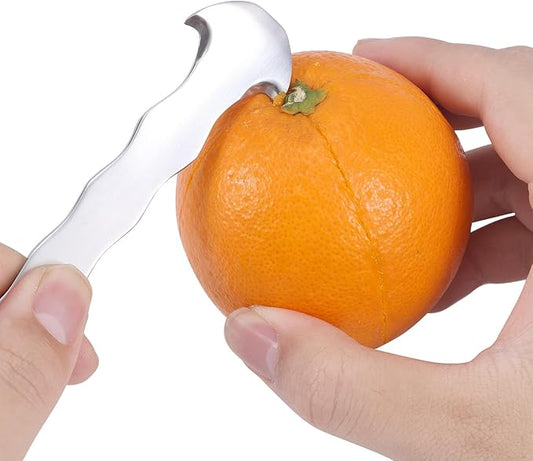 2 Pcs Orange Peelers, Stainless Steel All-in-One Citrus Peeler with Hanging Hole Fruit Peeling Tool for Oranges Tangerines Lemons Grapefruits Practical Kitchen Tool