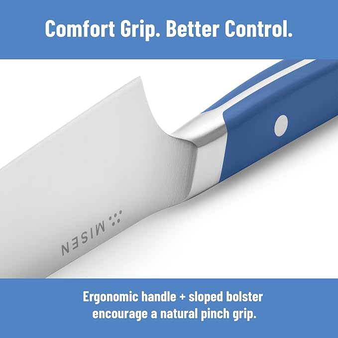 Misen 6.8" Chef Knife – High Carbon Japanese AUS-10 Stainless Steel – Hybrid German & Japanese Blade – Precision Kitchen Knife for Professionals & Home Cooks – Ultimate Cutting Performance - Blue