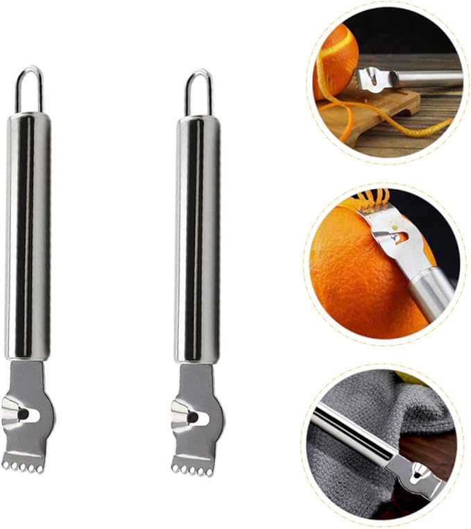 2pcs Lemon Zester Grater Citrus Zester Cheese Peeler Stainless Steel Kitchen Tool Easy to Clean for Zest Camping