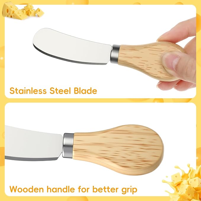 LemonRoad 100 Pcs Cheese Butter Spreader Knife Stainless Steel Butter Knife with Wooden Handle for Jam, Sandwiches, Dips and Charcuterie Kitchen Gadgets Bulk