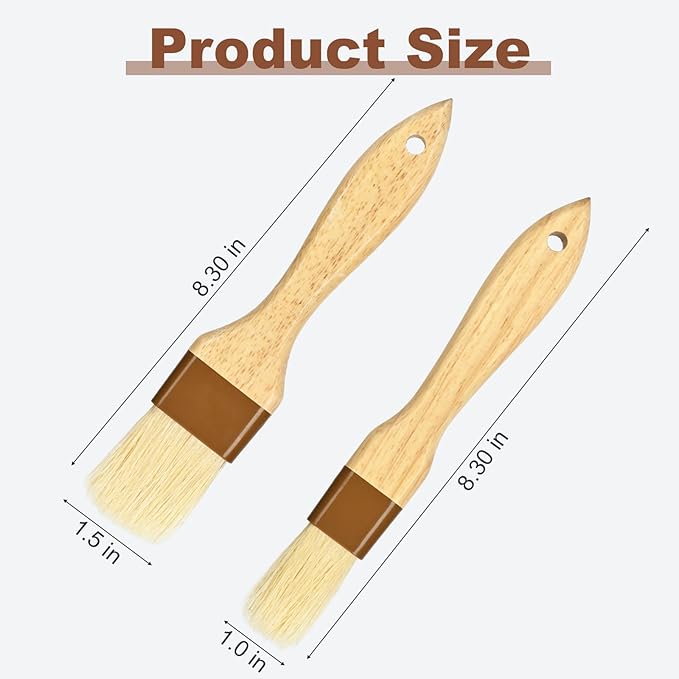 4 pcs Pastry Brush, Natural Bristle Basting Brush for Cooking and Baking, Premium BBQ Brushes for Butter, Oil, Egg, Sauce, Turkey, Marinade and Kitchen Food by SFIUYLB